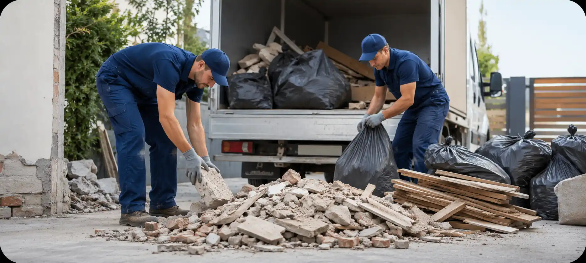 Escombros y materiales preparados para retirada