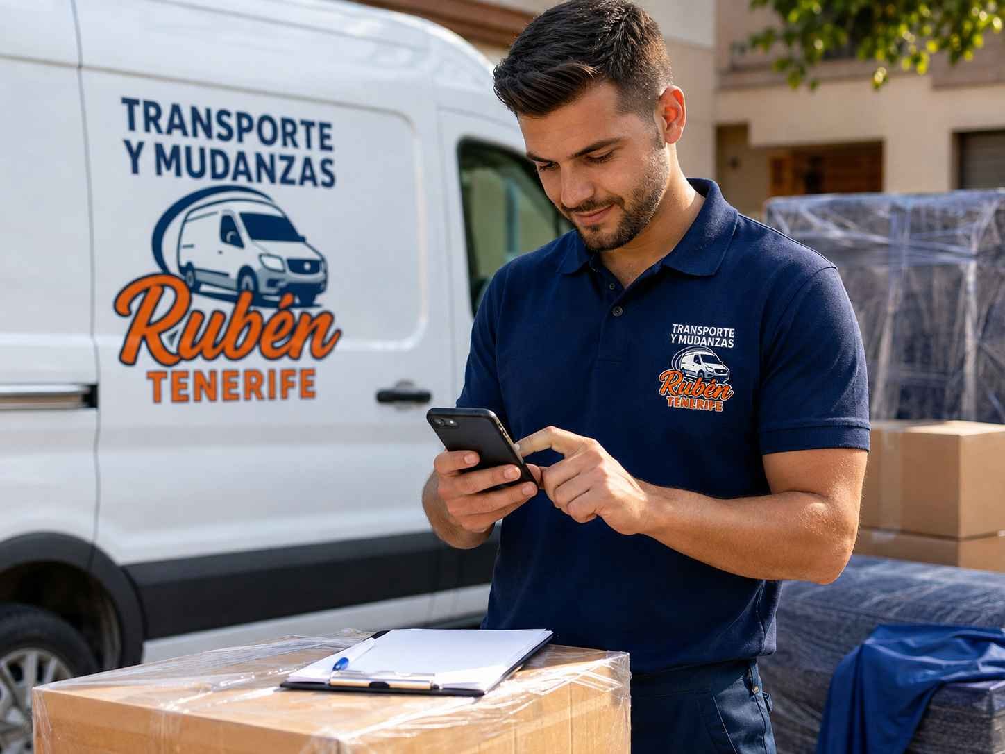 Rubén valorando un presupuesto de transporte de muebles por teléfono